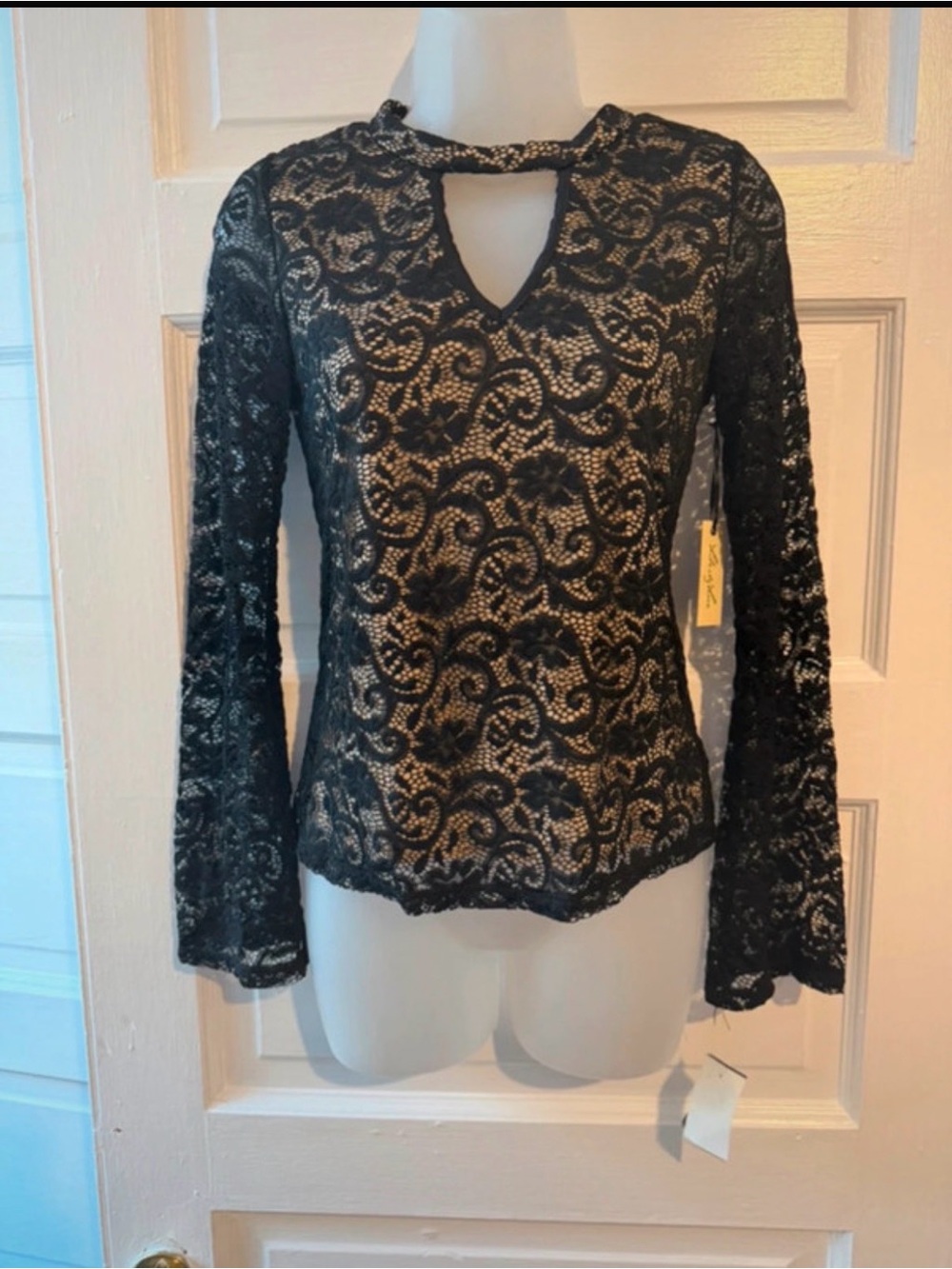 Liberty Love Black Floral Lace Keyhole Top